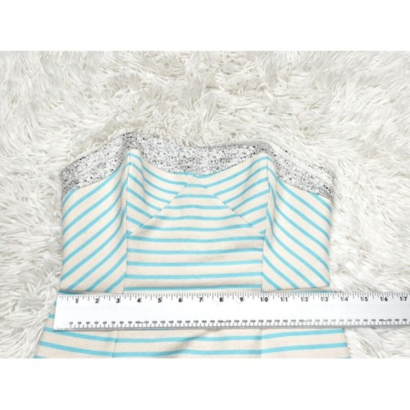 Lilly Pulitzer Remi Strapless Dress Blue Horizon Bay Stripe Silver Band Size 0 - Picture 6 of 10